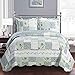 Deluxe Brea Oversized Bedspread. Beautiful Quilt is Decorated with Patches of Various Floral Designs. Creates The Relaxing ambience of a Resort in Your Bedroom. Bed Cover Quilt 3 Pieces Queen Set