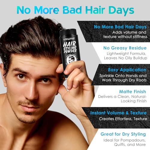 Hair Wax Powder for Men, Volumising Hair Powder, 30 g, Men's Hair Powder, Natural Matte Effect, Texturizing Powder Without Residues, Instant Volumising, Long Lasting Hold, Fine Hair