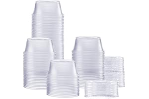 Comfy Package [100 Sets - 3.25 oz.] Plastic Disposable Portion Cups With Lids