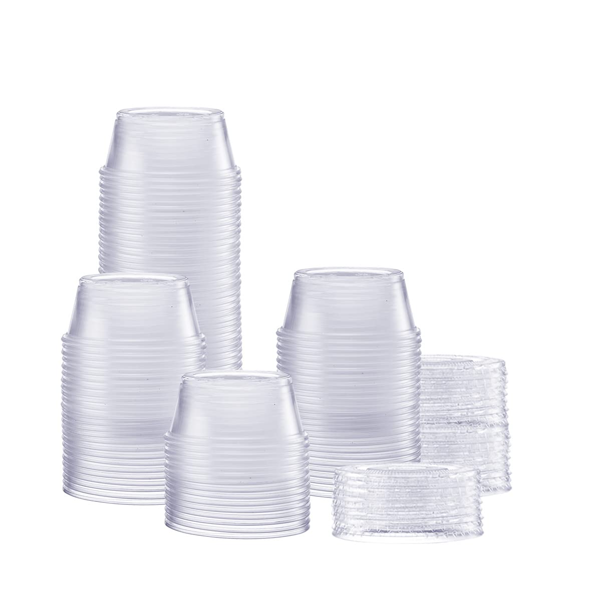 Comfy Package [100 Sets - 3.25 oz.] Plastic Disposable Portion Cups With Lids