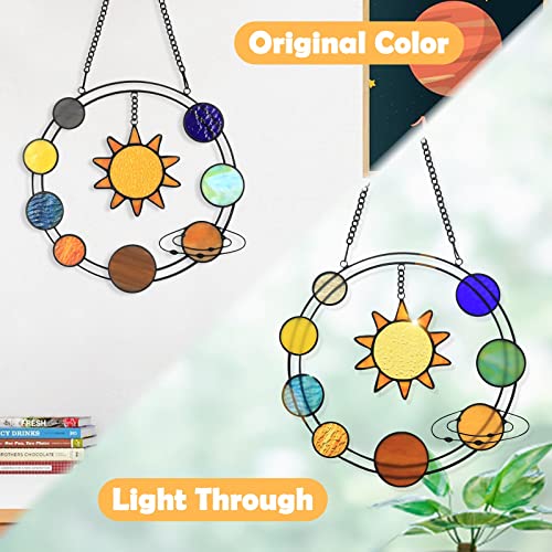 Solar System Suncatcher Stained Glass Window Hangings 9"x9.8" Galaxy