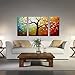 Wieco Art Lucky Tree 3 Piece Modern Stretched and Framed Flowers Artwork 100% Hand Painted Abstract Floral Oil Painting on Canvas Wall Art Ready to Hang for Living Room Bedroom Home Decorations
