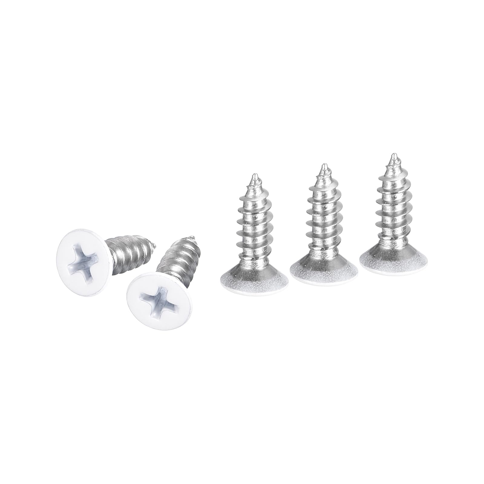 DTGN 100Pcs ST5x16mm Flat Head Wood Screws, 304 Stainless Steel White Phillips Self Tapping Screws - Good for Woodworking, Furniture - White — image 1