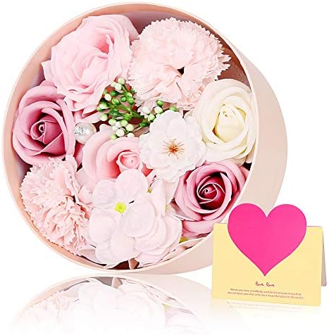 Soap Flower, Mother’s Day, Gift, Can be Displayed as is, Box Flower, Women’s, Does Not Wither, Artificial Flowers, Birthday Gift, Bubble Flower, Message Card Compatible, Pink