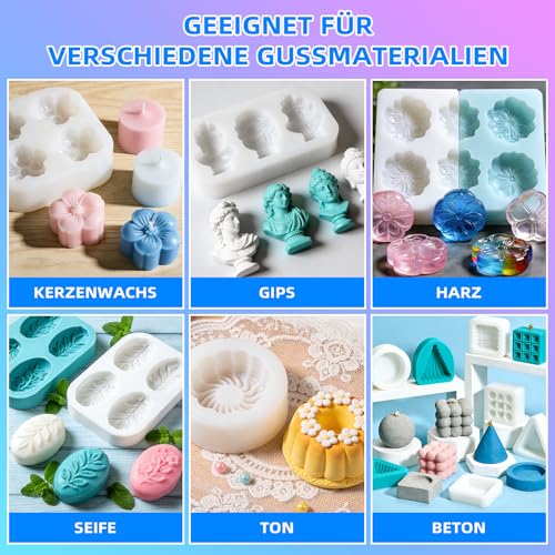 Silicone for Moulds 20A, 1L Green Liquid Silicone for Moulage, 1:1 Per Volume, Non-Toxic, Perfect for Making Resins, Moulage, Wax, Plaster