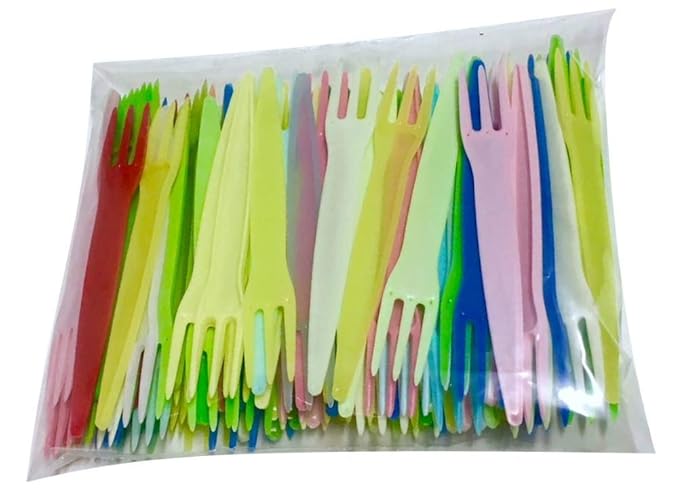 sellaviva Pommesgabeln bunt Plastik - 100 Stück
