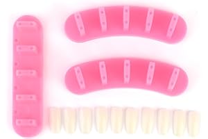 Rolabling 3pcs False Nail Art Tips Practice Display Stand Tool with 10 pcs False Nail Tips for Gel Nail Polish DIY Nail Training Tools (Rose) (display stand)