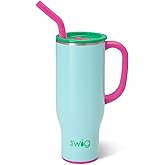 Swig Life 30oz Mega Mug, 30 oz Tumbler with Handle and Straw, Cup Holder Friendly, Dishwasher Safe, Extra Large Insulated Tumbler, Stainless Steel Water Bottle (Prep Rally)