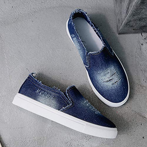 Londony â™ªâœ¿ Women's Fashion Distressed Denim Casual Comfortable Shoes Slip on Sneakers
