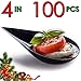 DLux 100 4-in Tear Drop Mini Appetizer Plates, Black Plastic Spoons - Desserts and Appetizers Dishes Serving Plate - Disposable Asian Spoon Set, Small Catering Dessert Tasting Cups - with Recipe Ebook primary