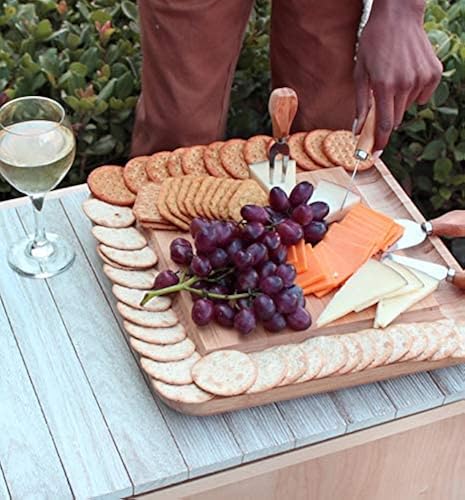 Bamboo Charcuterie Cheese Board and Knife Set, Serving Platter