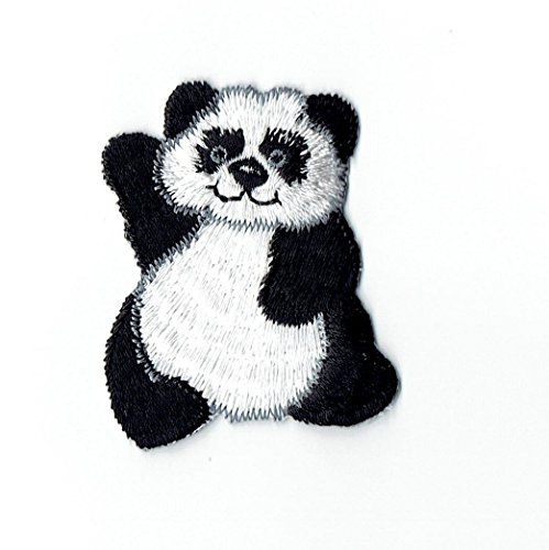 Panda Bear Waving Iron On Embroidered Applique Patch