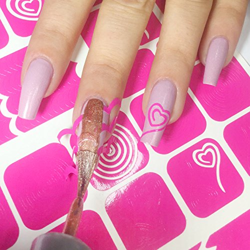 433 Nail Art Stencils Vinyl - 23 Different Swirl Shapes: Waves, Heart, Curvy, French & More Adhesives Stripe Guides Patterns Designs 3 Sheets Supplies Kit Sticker Tape Decal Craft Gift Teen Girl - Thumbnail 4