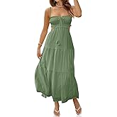 Fisoew Women's Spaghetti Strap Maxi Dress Summer Sleeveless Side Cut Out Dress Casual Boho Backless Flowy Long Dresses