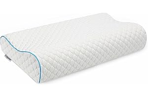 Chpstar Memory Foam Pillow, Neck Bed Contour Pillow for Sleeping, Ergonomic Orthopedic Cervical Pillow for Side Back Stomach Sleeper, Queen,Firm,White
