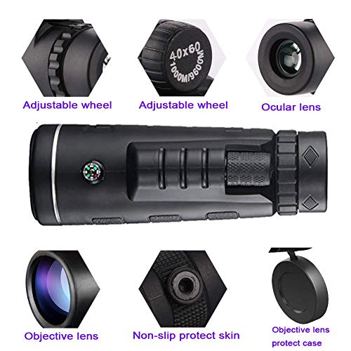 Monocular Telescope Scope with BAK4 Prism, Rotating Eye Mask, Multi-Green Coated Lens for Bird Watching
