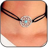 Aluinn Dream Catcher Black Choker Necklace for Women Velvet Leather Lace Collar Necklace, Boho Layered Necklace, Goth Jewelry Gifts for Women