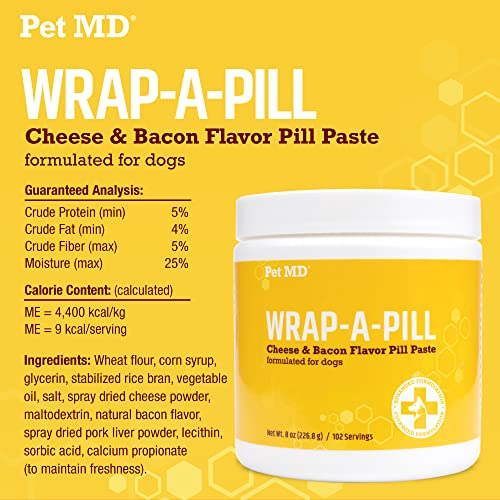 Pet MD Wrap A Pill Cheese & Bacon Flavor Pill Paste for Dogs Make a