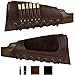 BRONZEDOG Leather Cartridge Buttstock Shotgun Shell Holder, Hunting Rifle Buttstock Ammo Holder Pouch Bag Shotgun Shell Pouch (Glossy Brown, 7.62 Cal Right Handed)