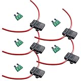 ESUPPORT 12 Gauge ATC Fuse Holder Box In-Line AWG Wire Copper 12V 30A Blade Standard Plug Socket Pack of 5