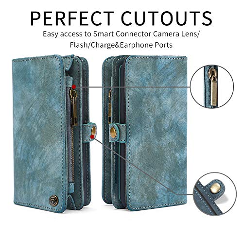 image for Simicoo OnePlus 7 Pro Leather Wallet Zipper Purse Detachable Card Slot
