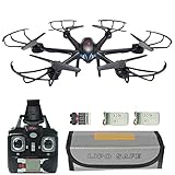 MJX X601H FPV RC Quadcopter Drone Big Bundle with Altitude-Hold Wi-Fi HD Live Camera RTF Helicopter, Extra: 7.4V 700mAh Battery, Explosionproof Battery Safe Bag, Voltage Checker Warning Buzzer Black