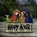 Exhart Garden Sculpture, Solar Happy Hour Parrots Garden Statue, LED Sign, Outdoor Lawn and Yard Decoration, 12.5 x 5 x 10 Inch