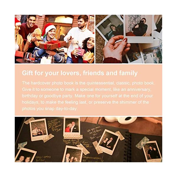 FUNVCE Fotoalbum 80 Schwarze Seiten Scrapbook Fotoalbum zum Selbstgestalten 40Blatt 30.48 x21cm Fotobuch zum Einkleben DIY Spiralalbum Vintage für Baby Valentinstag Geburtstag Geschenk – Bild 7