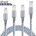 QIANXIANG Lightning Cable,Nylon USB Charging Syncing Cord Charger for iPhone X,8/8Plus,SE,6s,6Plus,6,7Plus, iPad/Mini,iPod 7,(4 Pack)(3FT 6FT 6FT 10FT)(Grey White)