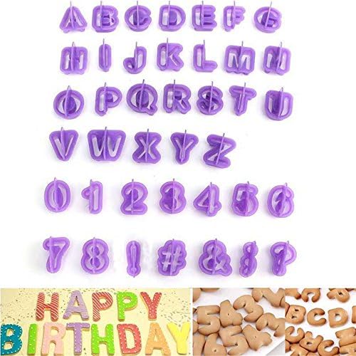 40PCS Cake Alphabet Number Letter Cutters Plastic Capital for Icing Fondant Cookie Decoration Mold Alphanumeric Characters Moulds Chocolate Sugar Tools