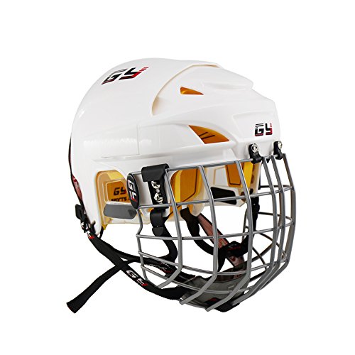 GY 2017 Improving Perfect Version Ice Hockey Helmet Steel Mask Equipment with Cage Combo Mix Size and White Color (White, L) GY 2017 Improving Perfect Version Ice Hockey Helmet Steel Mask Equipment with Cage Combo Mix Size and White Color (White, L)