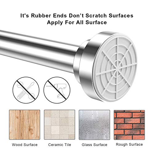 Allrier Tension Shower Curtain Rod - Never Rust Never Collapse Adjustable Spring Curtain Rod for Bathroom, Kitchen, Wardrobe, Closet, Doorway, No Drilling Stainless Steel Curtain Rod, 41-74" Chrome