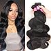 VRBest Hair Brazilian Body Wave Virgin Hair 3 Bundles 10A 100% Unprocessed Virgin Human Hair Bundles Weave Extensions Natural Black Color Remy Hair (10 12 14)