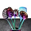 HOMQUEN Stainless Steel Kitchen Utensil Set - 5 Cooking Utensils, Rainbow Color Nonstick Kitchen Utensils Set, Colorful…