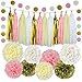 Pistha 30 PCS Bachelorette Party Decorations Party Decoration Paper 8 PCS Tissue Paper Pom Pom 20 PCS Tissue Tassel 2 PCS Garland Polka Dot Paper with Some Golden Lines