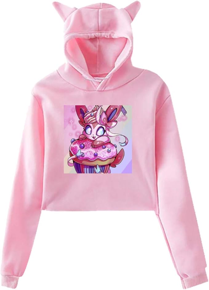 Yuanmeiju Girls Extremely Cute Sylveon Cat Ear Pullover Hoodie Sweater