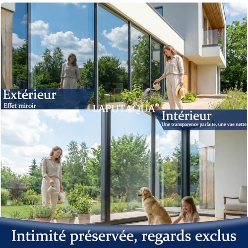 Anti-Glare Window Film Anti Heat Blackout Window Film Tain-Free Anti UV Mirror Film for Home Office Bedroom 40 x 200 cm Silver (Static Adhesive), 60 x 200 cm