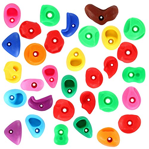 Yaesport 32 Large Kids Rock Climbing Holds - with Mounting Hardware for up to 1" Installation