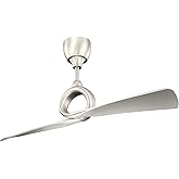 Kichler Link 54" Ceiling Fan in Brushed Nickel, 2-Blade Contemporary Fan for Bedroom or Living room with Remote, (54" W x 24.