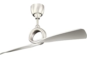Kichler Link 54" Ceiling Fan in Brushed Nickel, 2-Blade Contemporary Fan for Bedroom or Living room with Remote, (54" W x 24.25" H), 300168NI