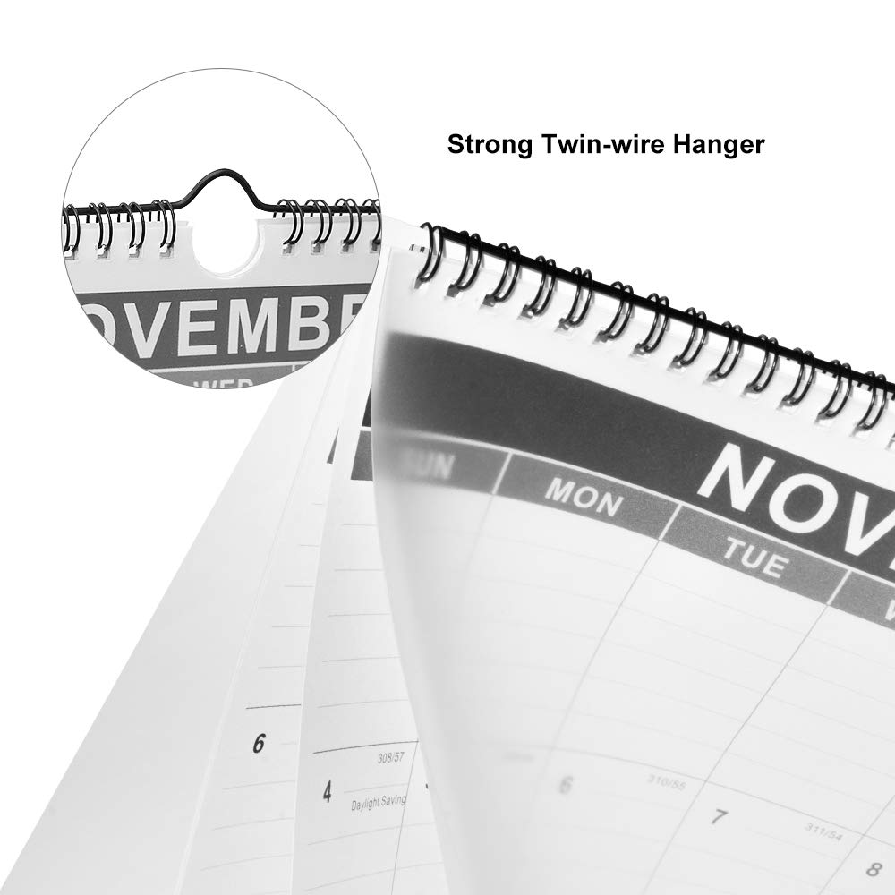 TOWWI Monthly Wall Calendar, November 2018-February 2020 Desk Calendar, 12” x 17” Wirebound Calendar for School Home Office (12x17)