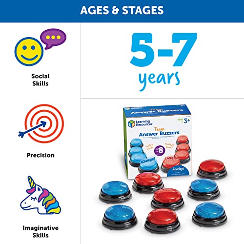 Learning Resources Team Answer Buzzers, Classroom Buzzers, Set of 8