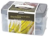 Pebeo Vitrail, Workbox Set of 10 Assorted 45 ml Stained Glass Effect Paints + Accessories