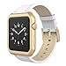 Simpeak Band for Apple Watch with Case 42mm, Genuine Leather iWatch Band Replacement Strap with Metal Apple Watch Case for 42 mm Apple Watch Series 3 Series 2 Series 1, White