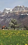 Notebook: The Alps dandelion field panorama village plants spring by Wild Pages Press