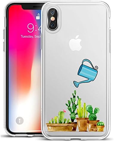 Iphone X Case Cactus Design Pattern Clear Transparent Protective Bumper Tpu Soft Phone Case 5.8" (Cactus)
