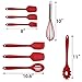Cooking Utensils,Xpatee 8 Piece Nonstick Silicone Kitchen Utensils Gadgets Set Includes Silicone Ladle,Spatula,Spoon,Brush and Whisk (Red)