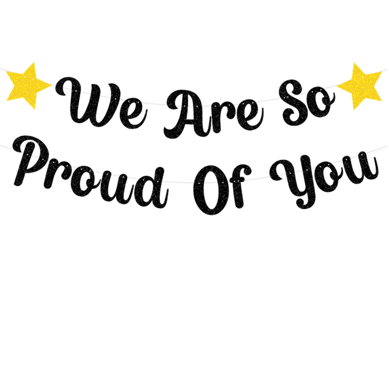 bng-bng We Are So Proud Of You Banner Black Glittery Graduation Congratulations Decoration Hanging Garland for Graduation Retirement Grad Party Decor Supplies (Pre-strung) Black