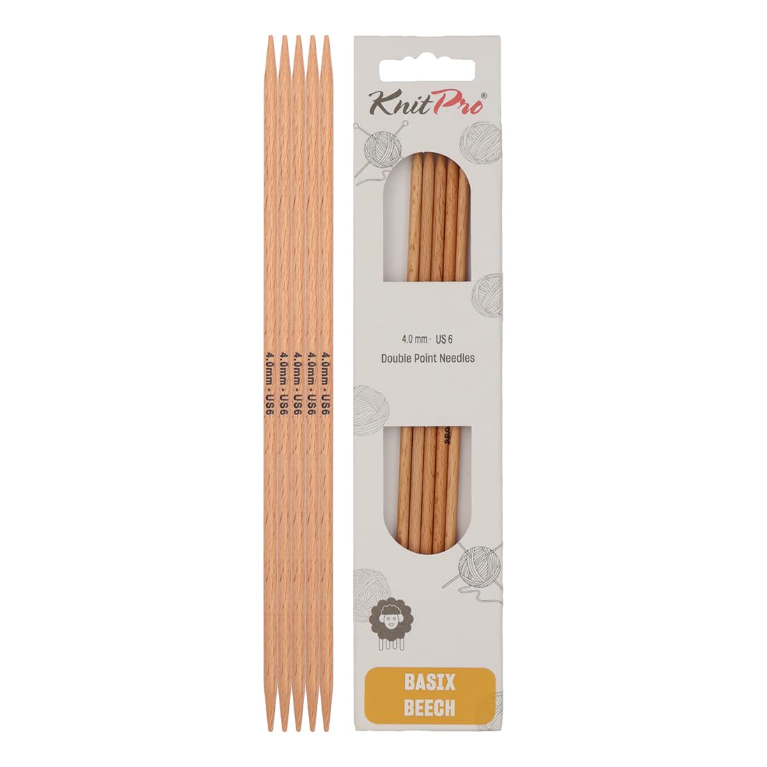 KnitPro Basix Beech Double Pointed Needles 8" (20cm) | 4.00mm — image 1