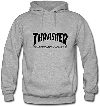 Cathyer Custom Thrasher Skateboard Men's Long Sleeve Hoodies Medium Grey